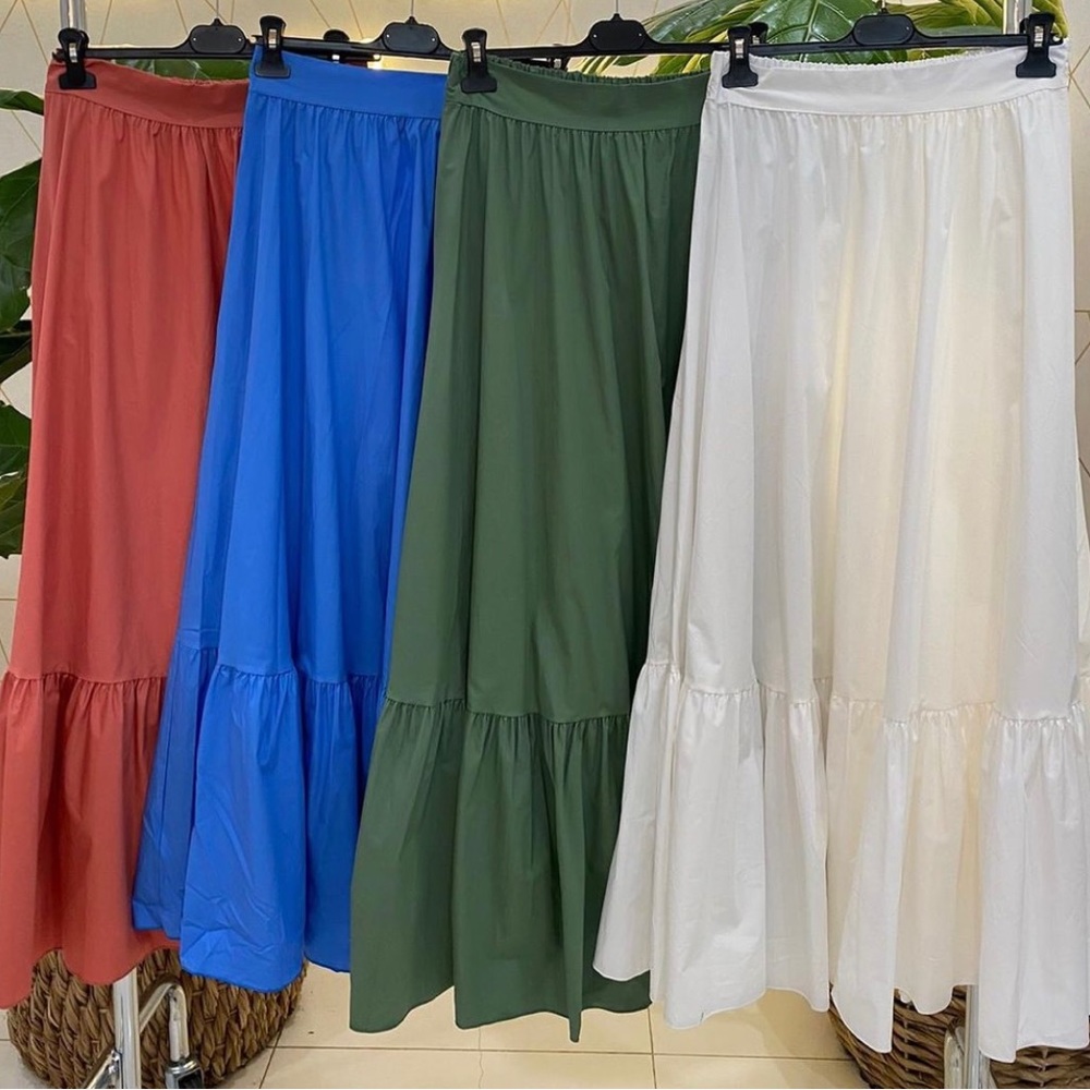 Peasant skirt one size, white, olive green